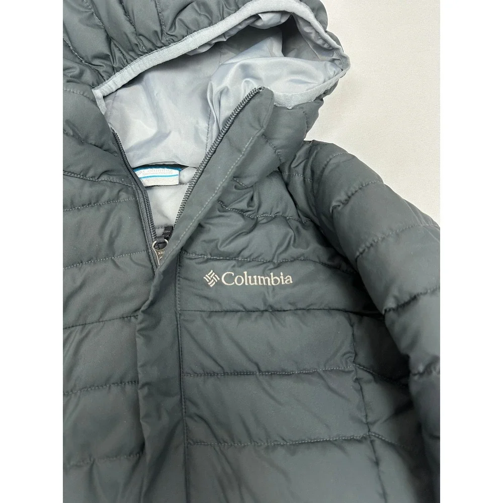 Columbia Hooded Puffer Jacket Kids Small 8 Charcoal Grey Sportswear Winter Coat